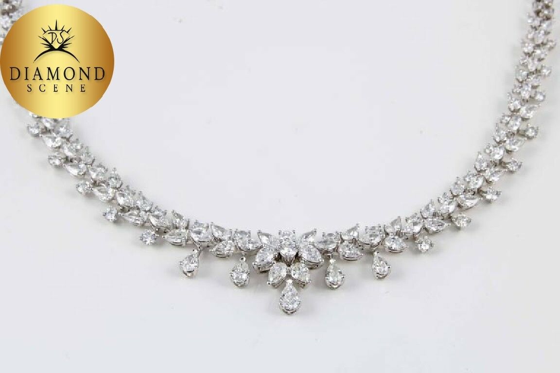 Diamond Necklace 19.40 carats of round, pear and marquise shaped  F/G VS clarity