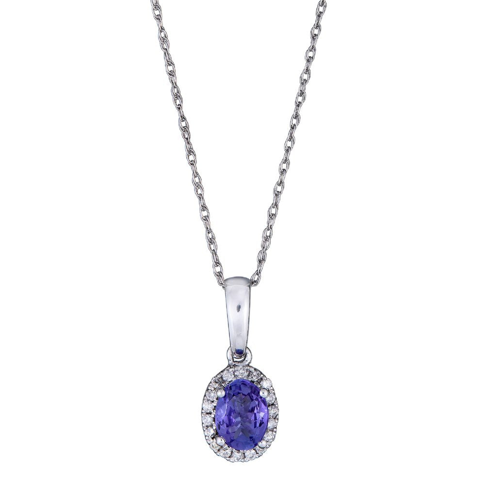 Gin & Grace 10KT WG Tanzanite and Diamond Accent Pendant Necklace