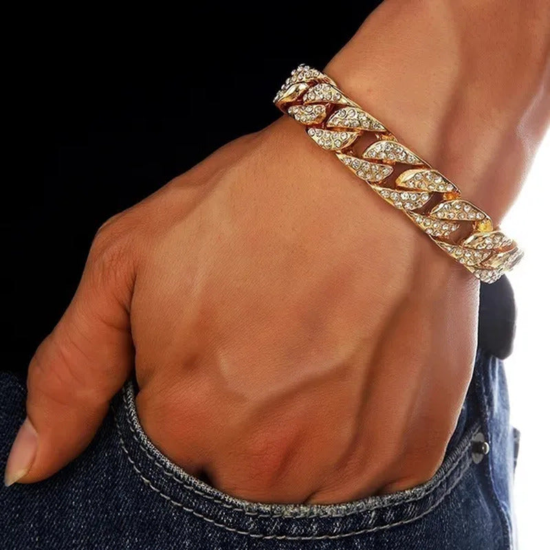 Hot Sale 18K Gold Plated Fashion Hip Hop Miami Cuban Chain Necklace Mens Diamond