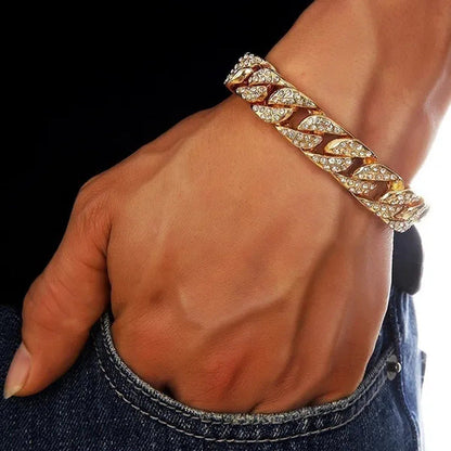 Hot Sale 18K Gold Plated Fashion Hip Hop Miami Cuban Chain Necklace Mens Diamond