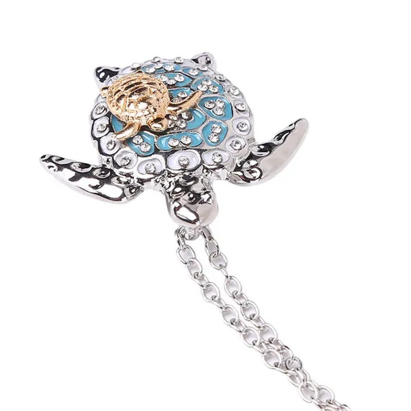 Pendant with Turtle Marine Turtle with Diamond Necklace