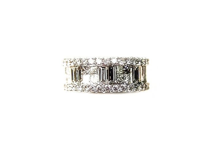 34 ROUND BRILLIANT CUT PRONG SET 16 PRINCESS CUT AND 6 BAGUETTE CUT INVISIBLE