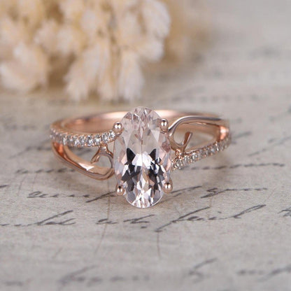 Antique 1.25 Carat Peach Pink Morganite and Diamond Engagement Ring with 18K Gol