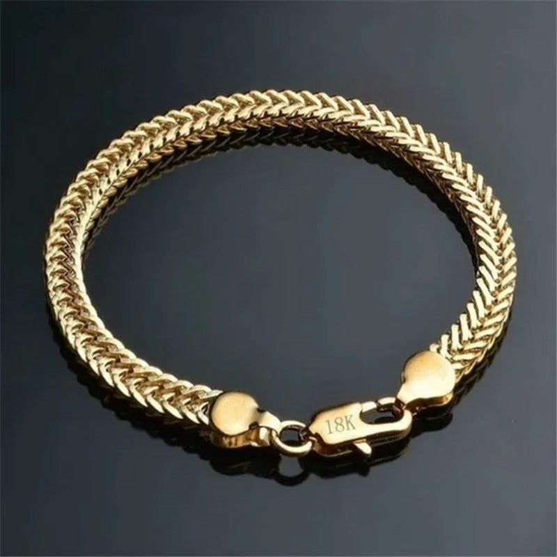 1/2/3Pcs 18K Solid Yellow Gold Bracelet Chain for Men Jewelry Women Jewelry 205M