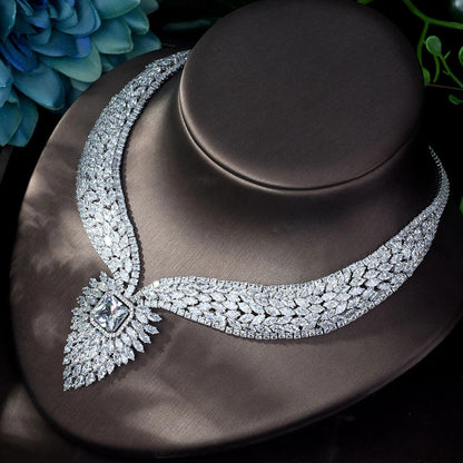New White Color Fashion Top Quality Wedding Jewelry Sets AAA CZ Geometric Bridal