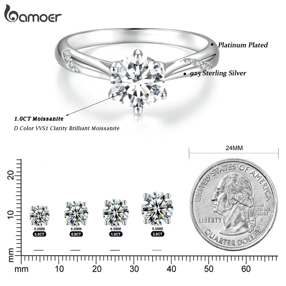 D Color VVS1 EX Moissanite Ring 1Ct round Moissanite Diamond Solitaire