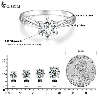 D Color VVS1 EX Moissanite Ring 1Ct round Moissanite Diamond Solitaire