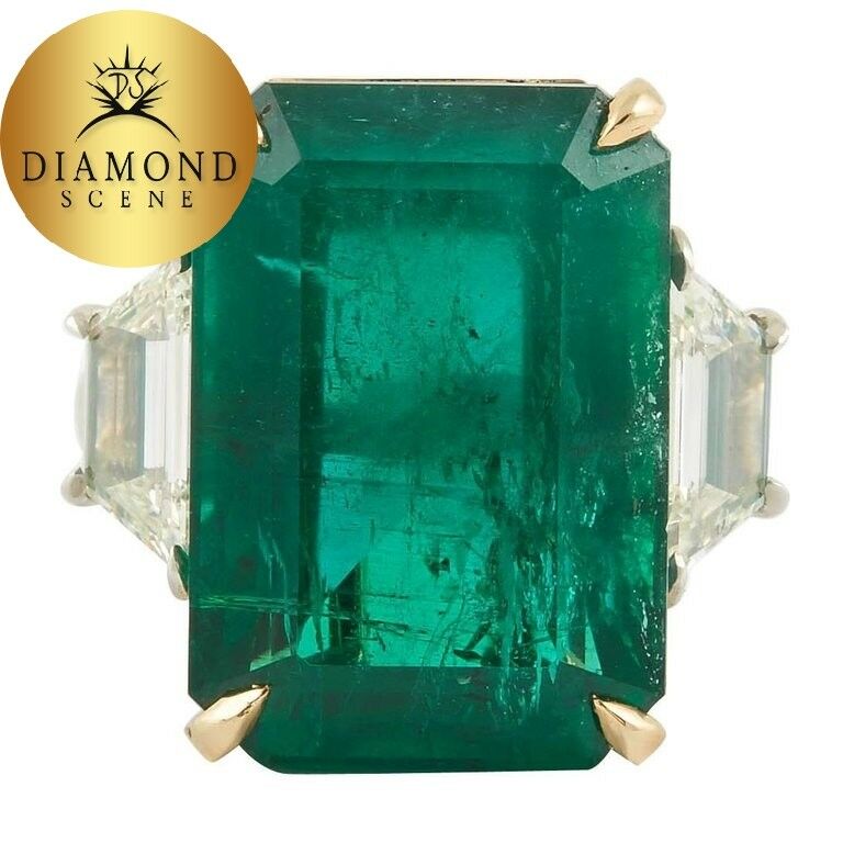 GIA certified 18.83 carat emerald set along 2.08 carat of side diamonds