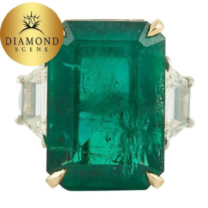 GIA certified 18.83 carat emerald set along 2.08 carat of side diamonds