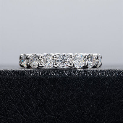 4Mm D Color Moissanite Diamond Eternity Wedding Ring 925 Silver Engagement Band