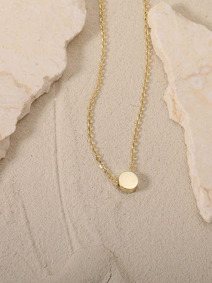 S.Leaf Sterling Silver Tiny Dot Necklace round Circle Necklace for Women