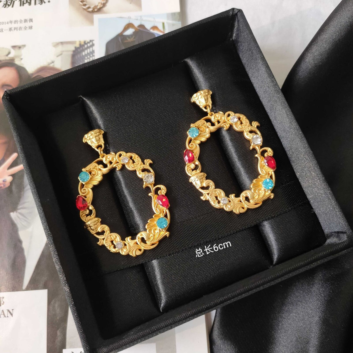 Human Head Medusa Fancy Diamond Flower Vine Earrings