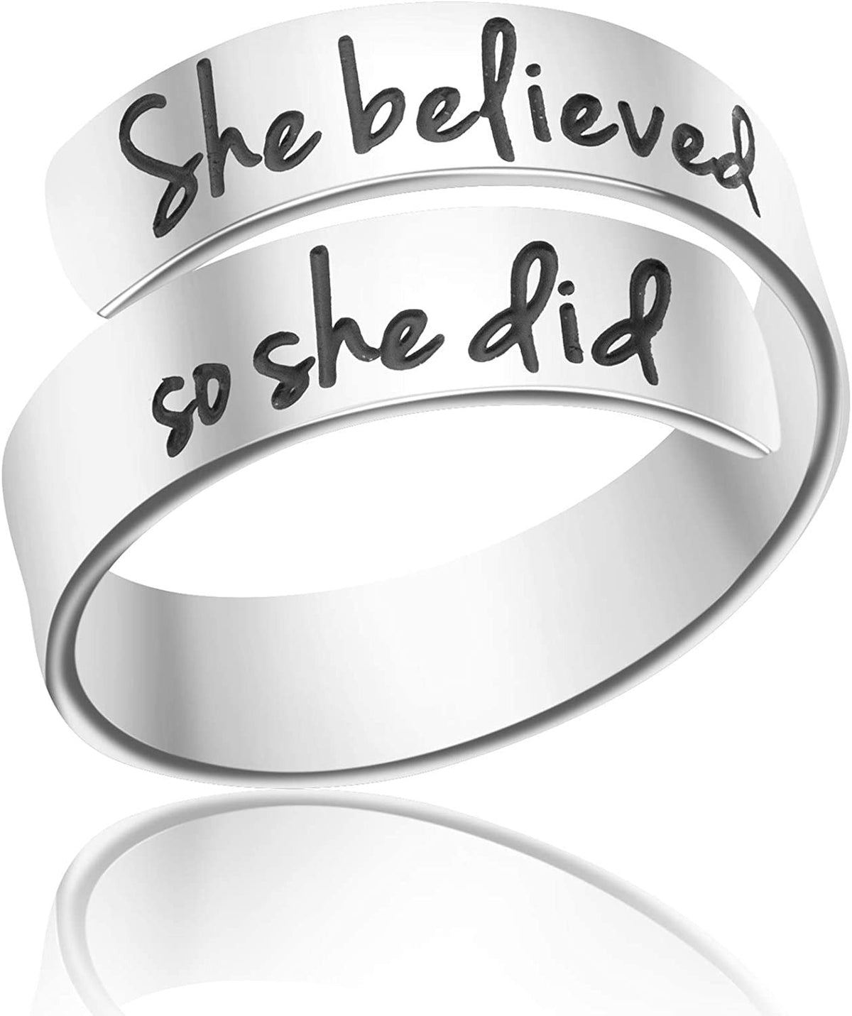 Adjustable Ring Inspirational Jewelry Personalized Stainless Steel Rings Birthda