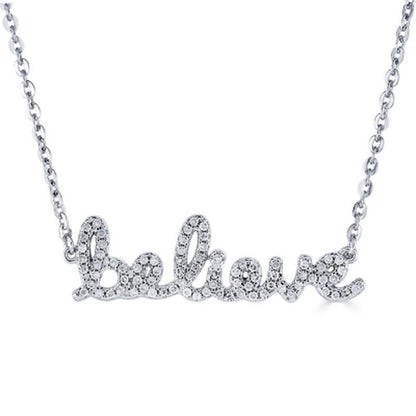 Sterling and 0.15 CT. T.W. Diamond "BELIEVE" Necklace