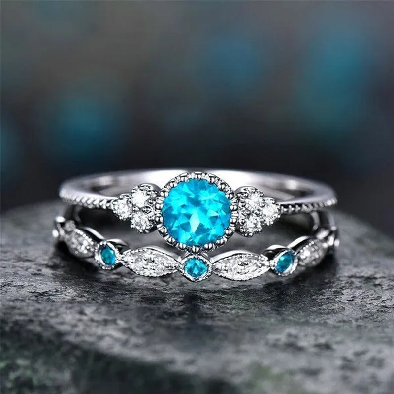 New Trendy 2019 Hot Sale Wedding Rings Set Natural Amethyst Sapphire Ring for Wo