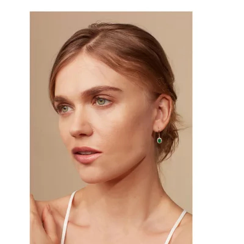 Genuine Emerald and 0.16 CT. T.W. Diamond Earrings in 14K Gold