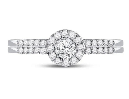 1/2 Carat (Ctw J-K, I2) Diamond Engagement Bridal Wedding Ring Set in 10K White