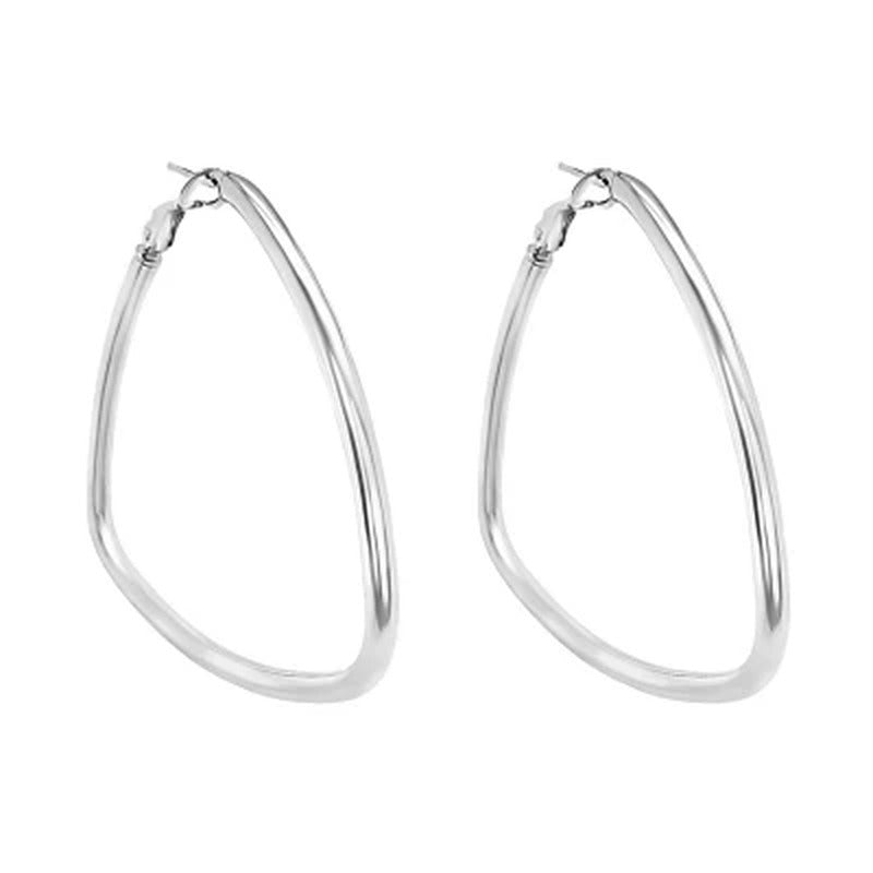 Italian Sterling Triangular Geometric Hoop Ears