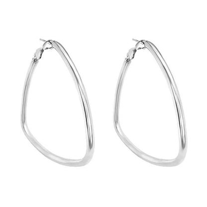 Italian Sterling Triangular Geometric Hoop Ears