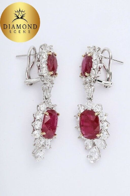 Ruby and Diamond Dangle Drop Earrings