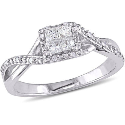 1/4 Carat T.W. Princess- and Round-Cut Diamond Sterling Silver Infinity Halo Eng