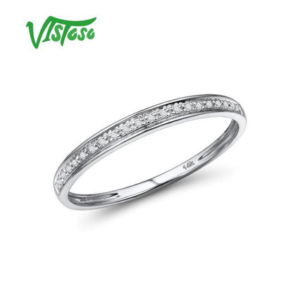 Genuine 14K White/Yellow/Rose Gold Rings for Women Simple Style Eternal Diamond
