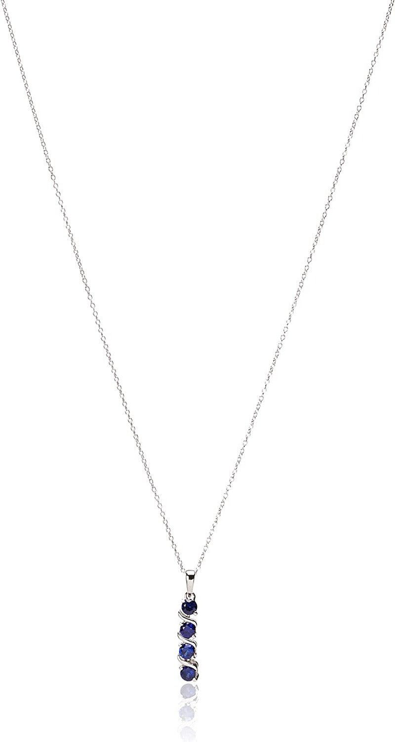 Sterling Silver 4-Stone Genuine or Created Gemstone Pendant Necklace (4Mm), 18”
