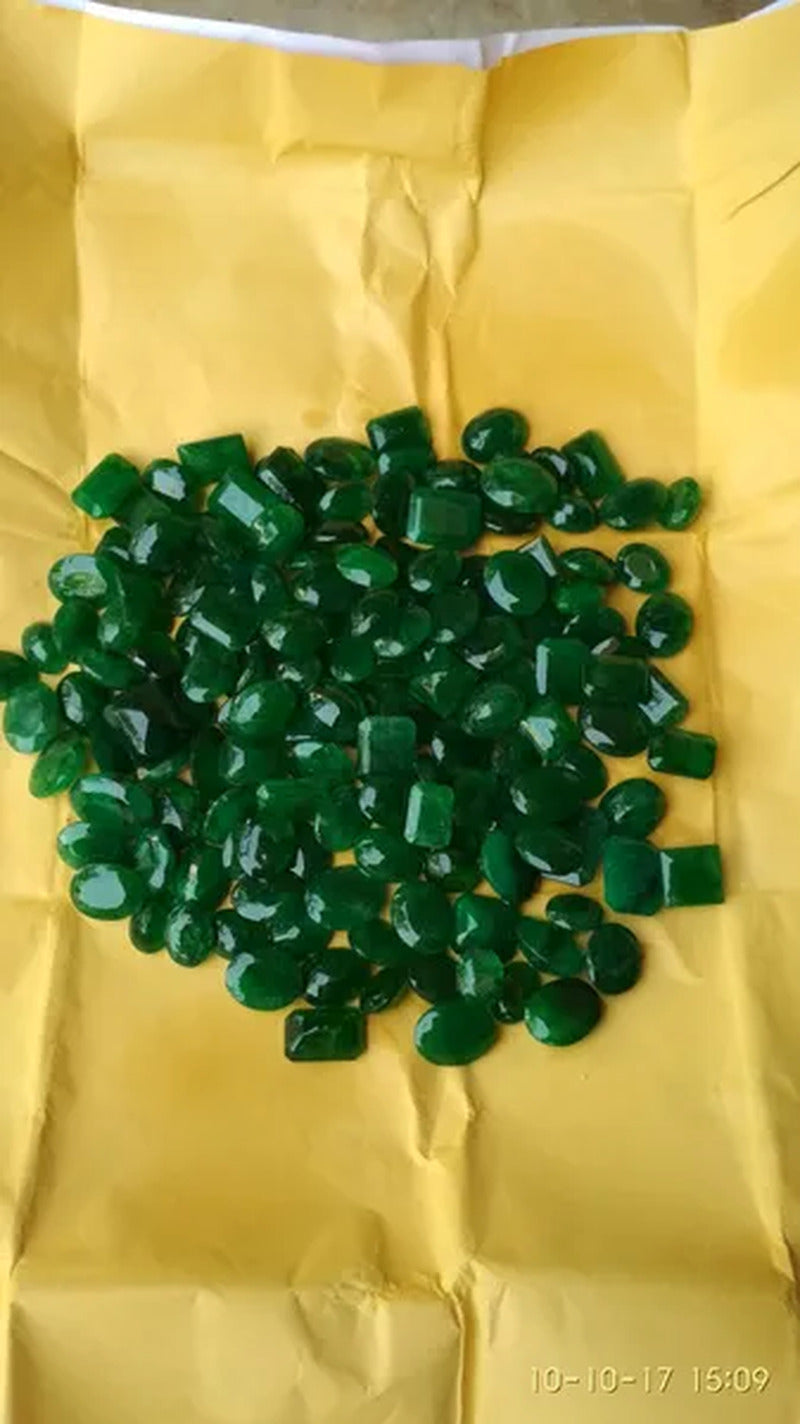 NATURAL EMERALD ZAMBIAN GREEN LUSTER OVAL and OCTAGON CUT MIX LOT at CHEAPEST PR