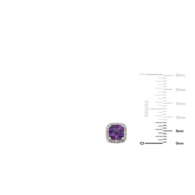 Amethyst and Diamond 14K White Gold Earrings