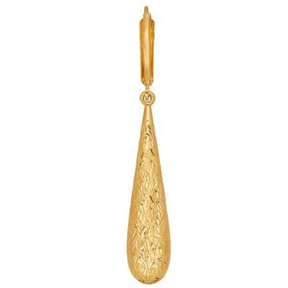 Diamond-Cut Long Teardrop Earrings in 14K Yellow Gold