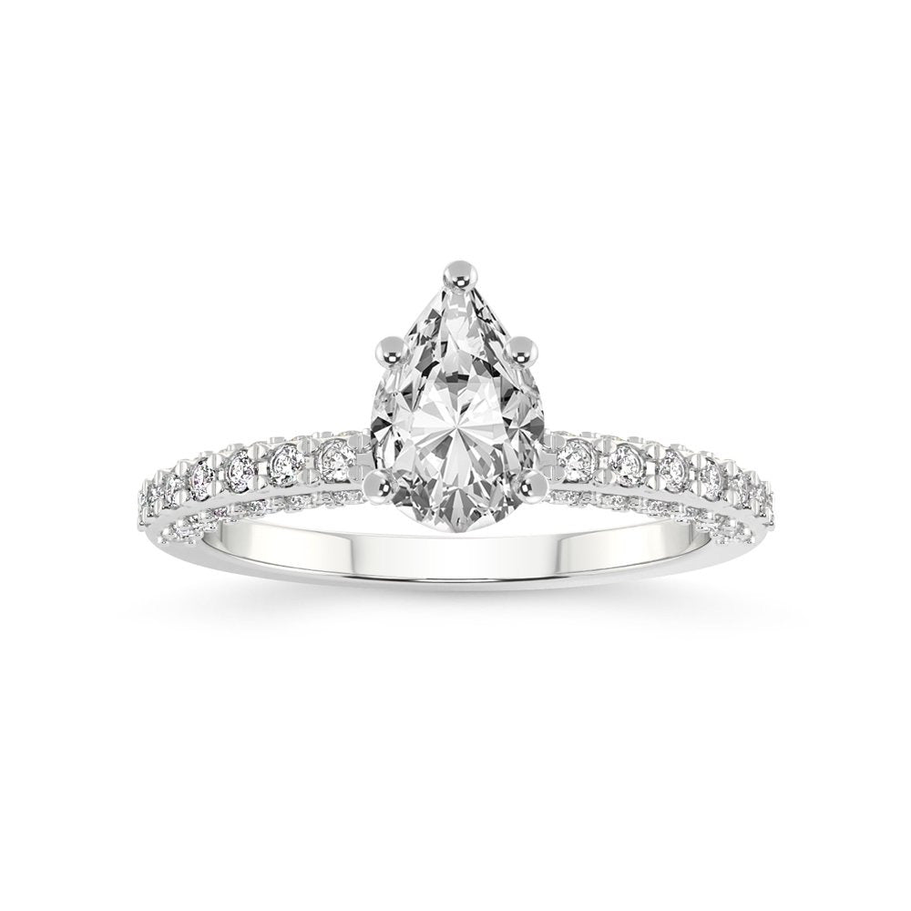 1 Carat IGI Certified Pear Shape Lab Grown Diamond Engagement Ring | 14K White G