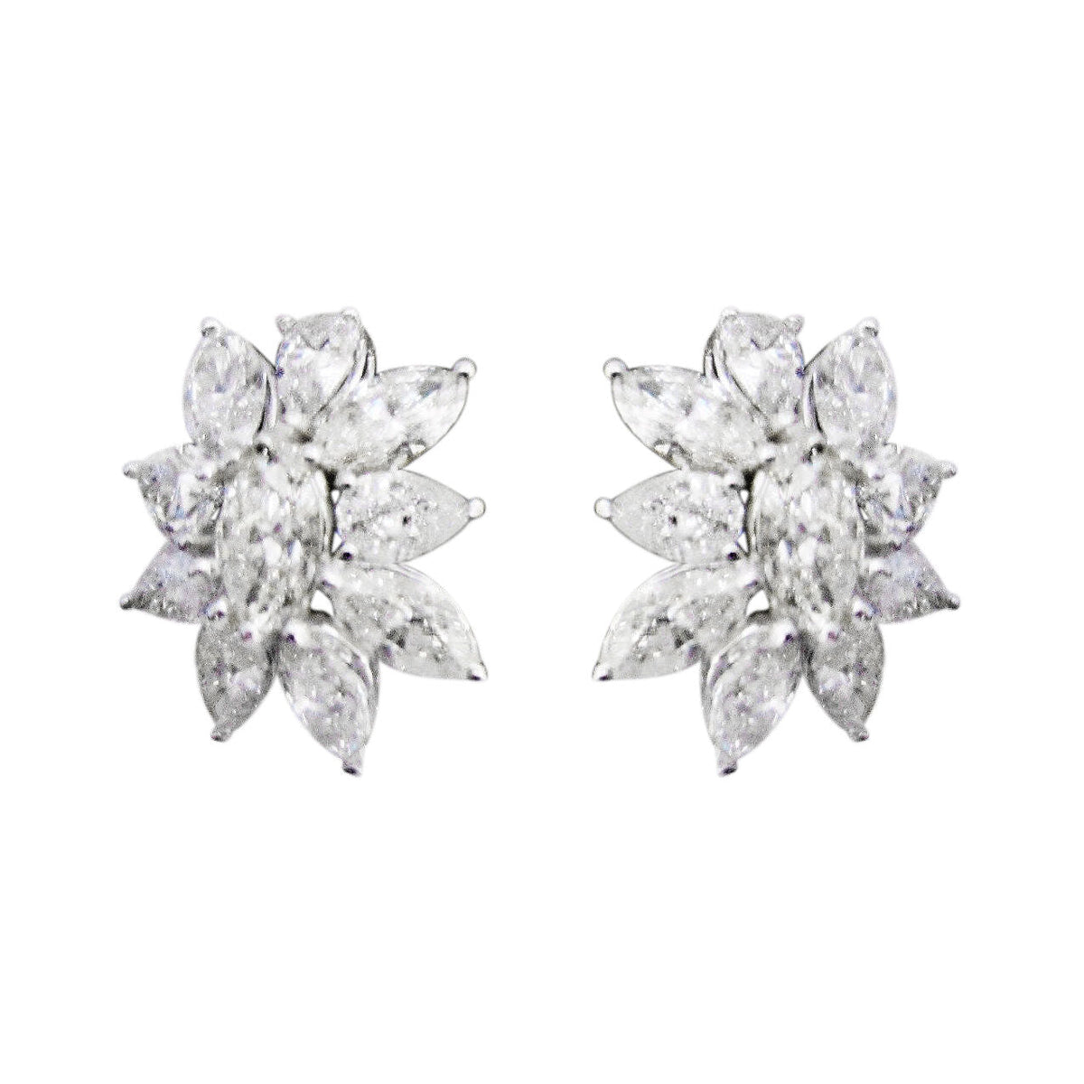 DIAMOND CLUSTER EARRING 14 MARQUISE 6 PEAR SHAPE CLUSTER HUGGIE DIAMOND EARRING