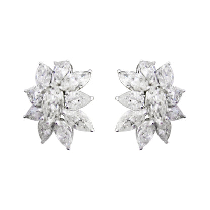 DIAMOND CLUSTER EARRING 14 MARQUISE 6 PEAR SHAPE CLUSTER HUGGIE DIAMOND EARRING
