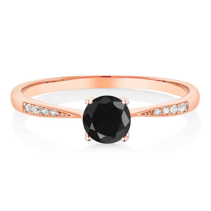 10K Rose Gold Oval Black Sapphire and Diamond Women'S Engagement Ring (1.13 Cttw