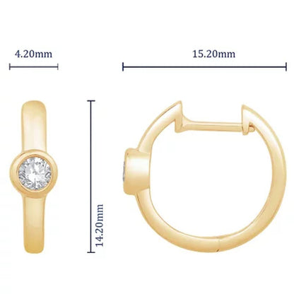 0.20 CT. TW. Diamond Bezel Huggie Hoop Earrings in 14K Gold