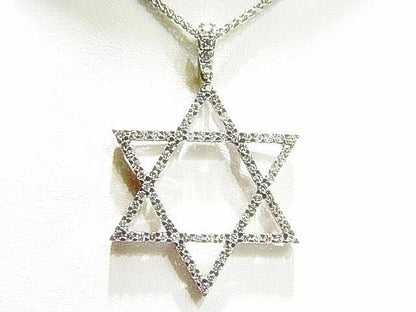DIAMOND ROUND BRILLIANT SHAPE JEWISH STAR DIAMOND PENDANT