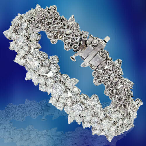 Estate Diamond Bracelet 22.00 ct round marquise diamond platinum