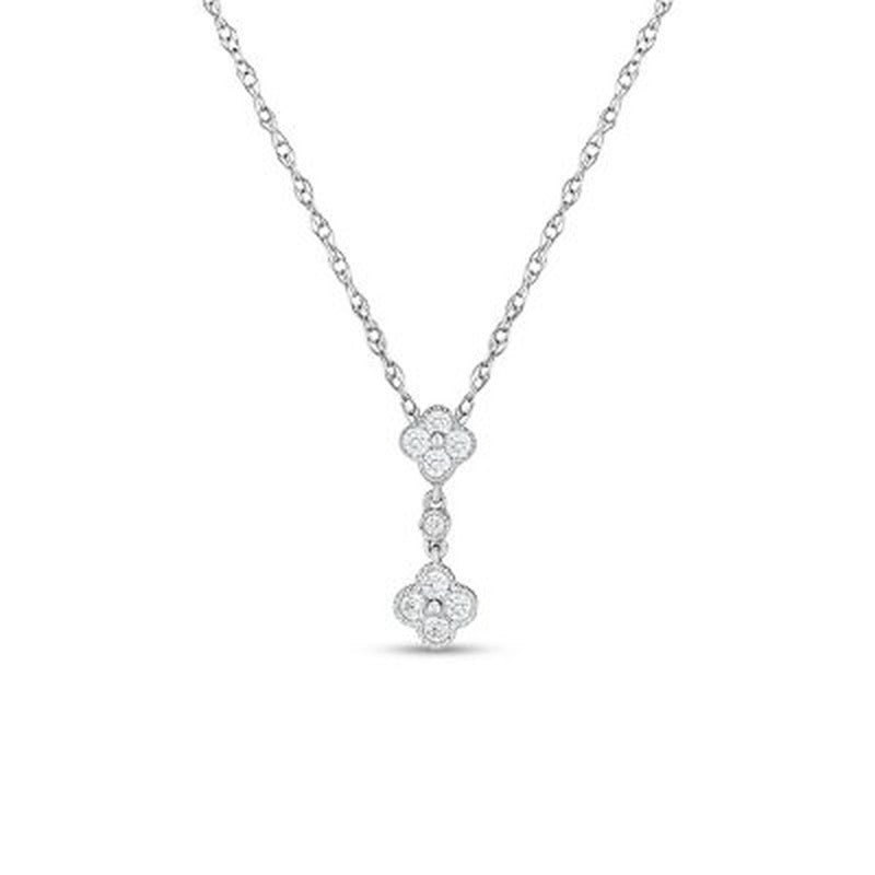 0.18 CT. T.W. Double Composite Flower Diamond Pendant in 14K Gold