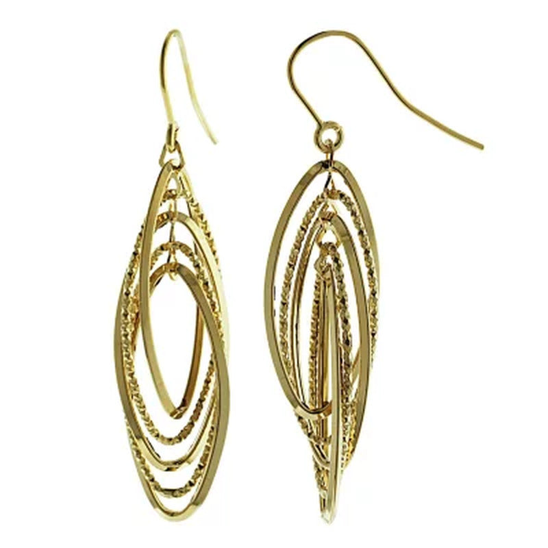 14K Italian Gold Multi Oval French Wire Earrings