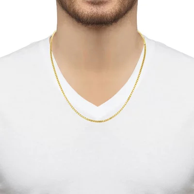 Hollow Box Link Necklace 24, 2.5Mm in 14K Yellow Gold