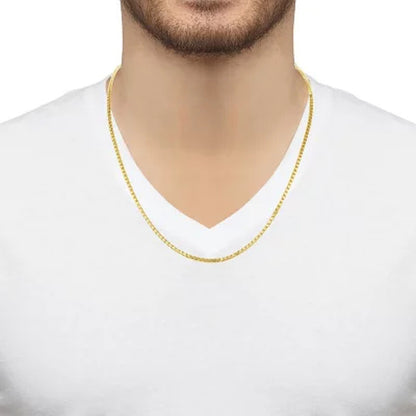 Hollow Box Link Necklace 24, 2.5Mm in 14K Yellow Gold
