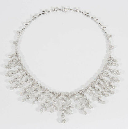Grand Diamond Drop Necklace  31.68 carats of multi shape white diamonds F VS1/2