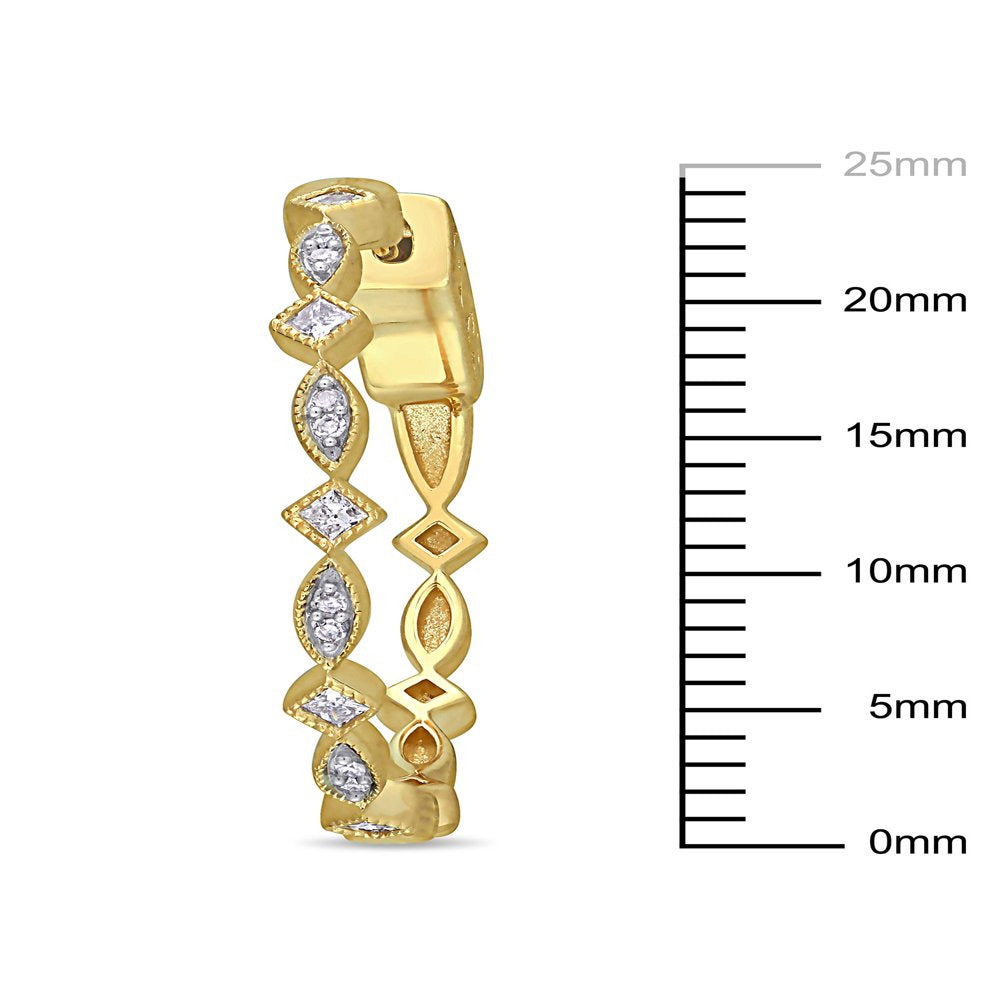 Miabella 1/4 Carat T.W. Diamond 10Kt Yellow Gold 25MM Vintage Hoop Earrings