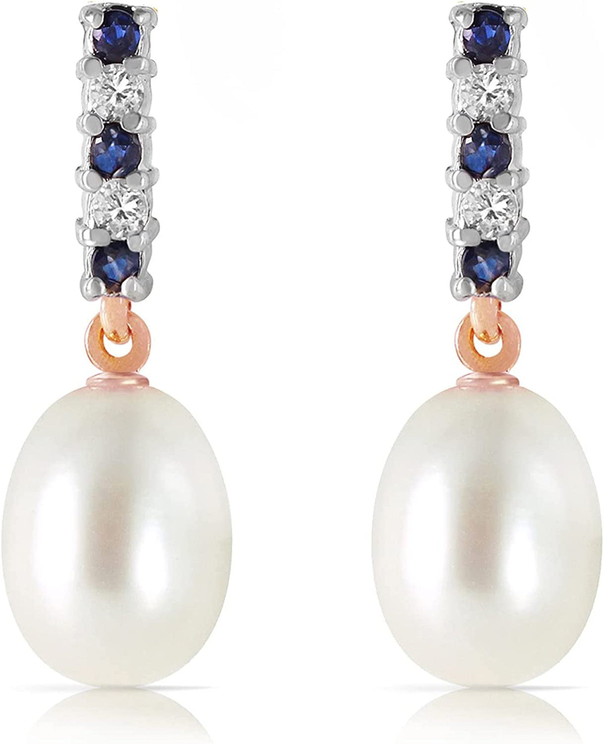 Galaxy Gold GG 8.3 Carat 14K Solid Rose Gold Diamond Sapphire Earrings Dangling