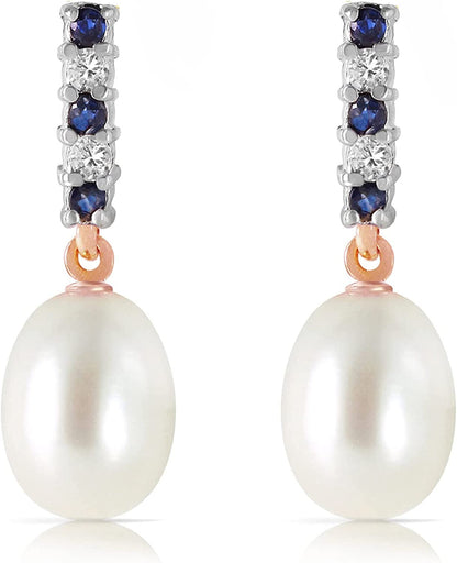 Galaxy Gold GG 8.3 Carat 14K Solid Rose Gold Diamond Sapphire Earrings Dangling