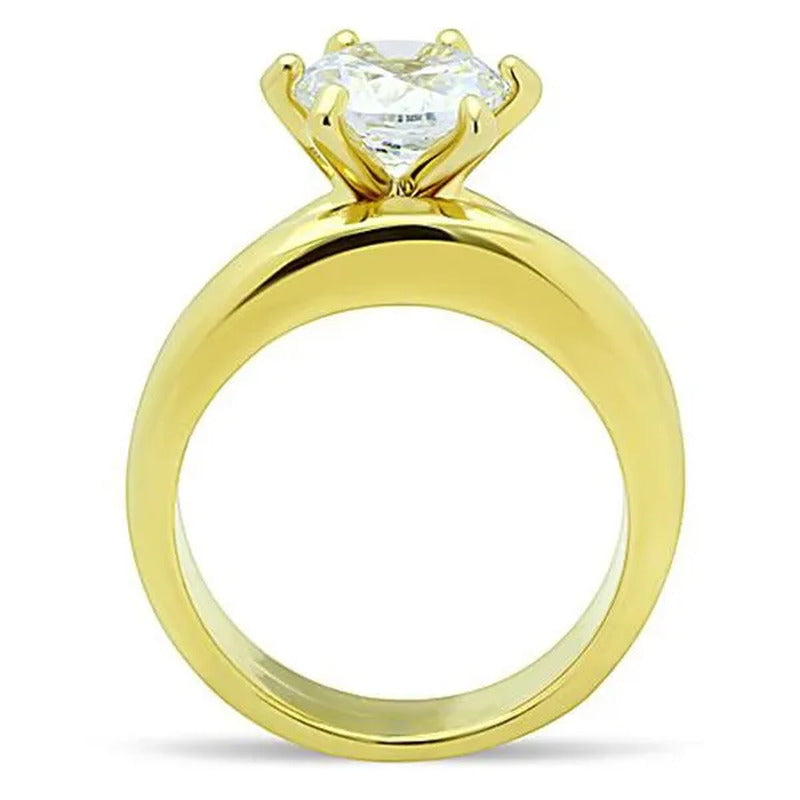 Women'S Stainless Steel 316 2.05 Carat Zirconia Gold Plated Wedding Ring Set Siz
