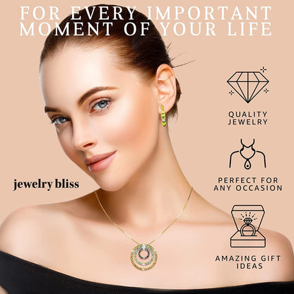 10K Polished Yellow and White Gold Chain & round Shaped Pendant W Diamond April
