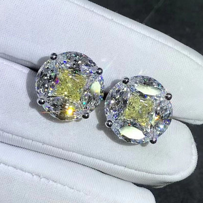925 Sterling Silver 3EX Crushed Ice 10CT VVS White Sapphire Synthetic Moissanite