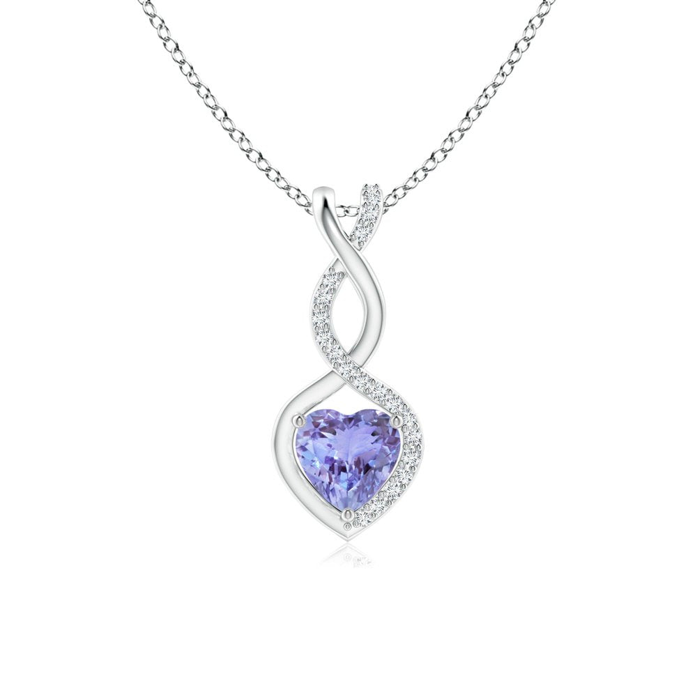 Angara Heart Shaped Natural Tanzanite Infinity Pendant Necklace with Diamonds in