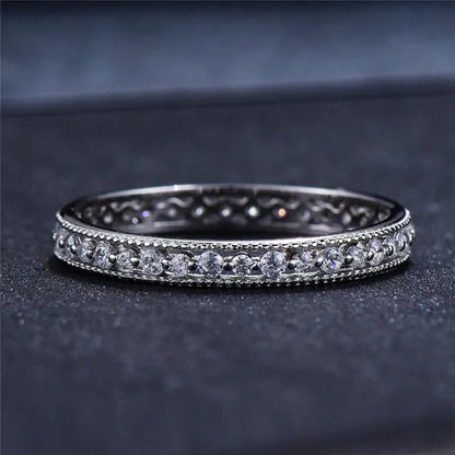 Exquisite 925 Sterling Silver/Black Gold/Gold/Rose Gold Single Ring White Full D